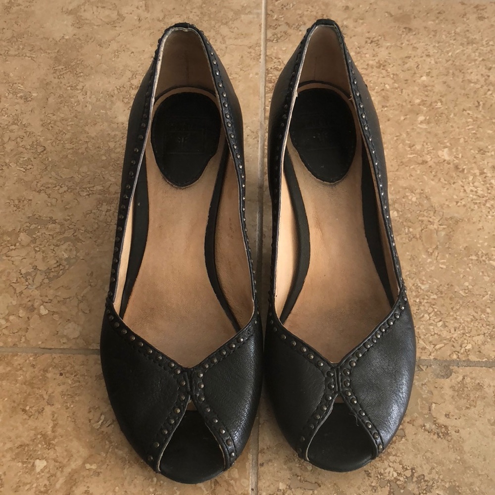 Frye Black Studded Leather Heels